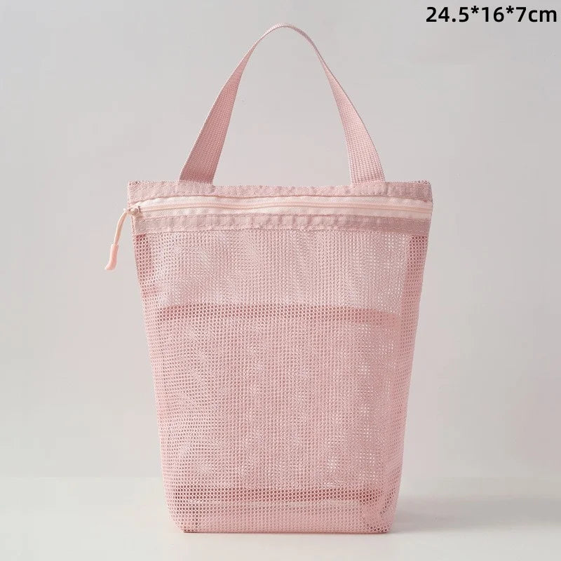 Mesh Makeup Toiletry Storage Bags Handbags Portable Travel Washing Body Shower Tools Organizer Hanging Cosmetic Organizer Pouch