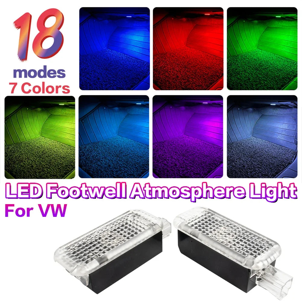 LED Car Footwell Light RGB Atmosphere Lamp Interior Decorative For VW Golf 6 MK6 EOS Sharan 7N Touareg 7L 7P Passat B5 B6 Arteon