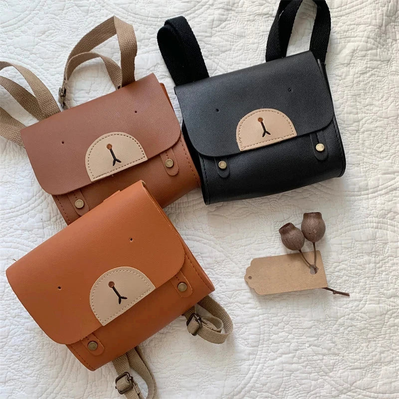 Bear Baby Backpack Bag PU Leather Infant Kindergarten Kids School Bags for Girls Boys Children Shoulder Bag 2-8Y Small Size