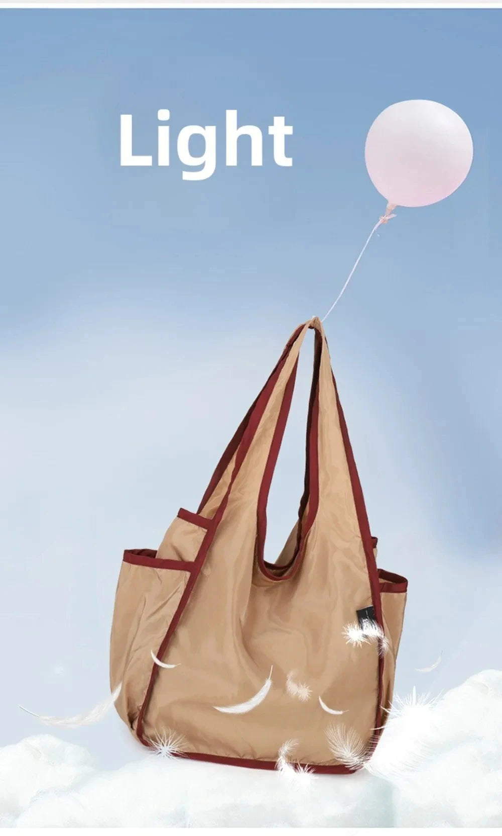 Large Capacity Lady Tote Bag Foldable Thickening Shopping Bag Lightweight Handbag Double-layer Shoulder Bag for Women