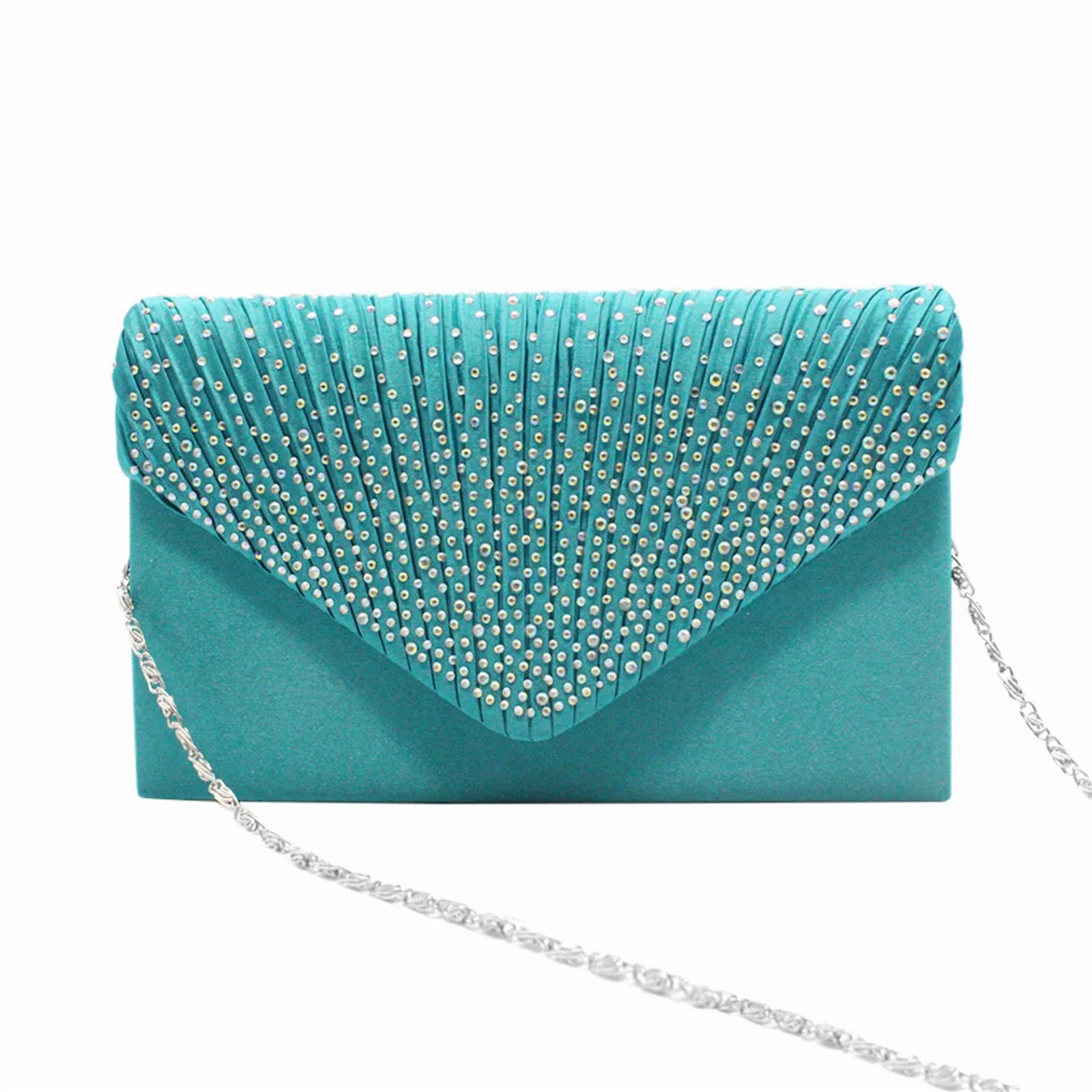 Women's  Luxury Silk Evening Clutch Bag - Elegant Women’s Prom/Wedding Handbag with Detachable Chain Strap & Secure Closure