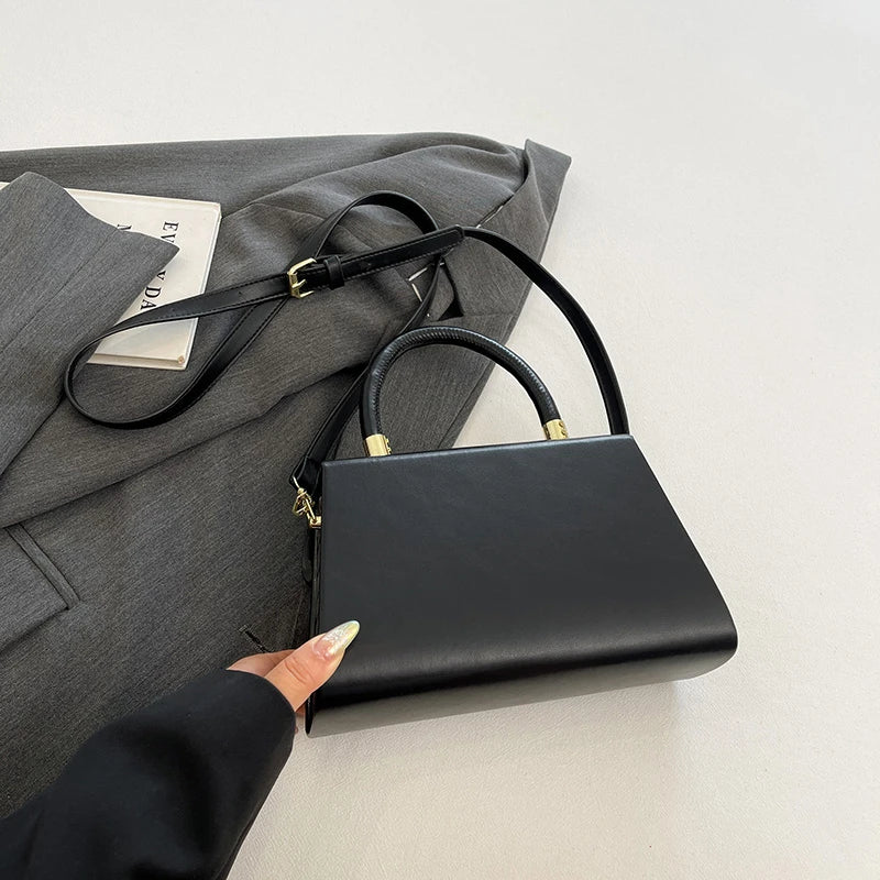 Luxury Black Handbag Classic Women Bag 2024 New Designer Shoulder Bag High Quality Solid Pu Leather Crossbody Small Square Bag