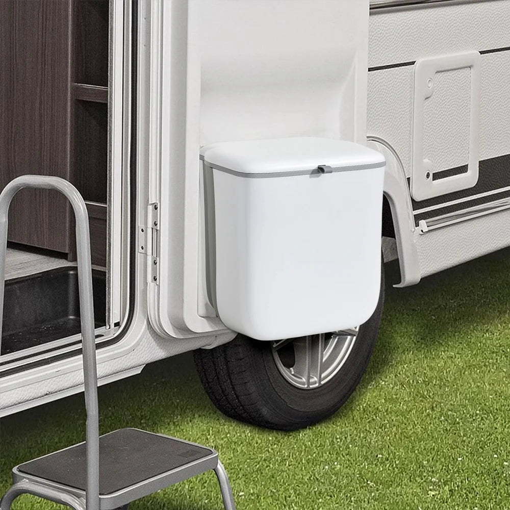1PC 9L Collapsible Trash Can Trash Bin With Sliding Lid For RV Camping Boats Caravan Motorhome Car Trash Can RV Accessories