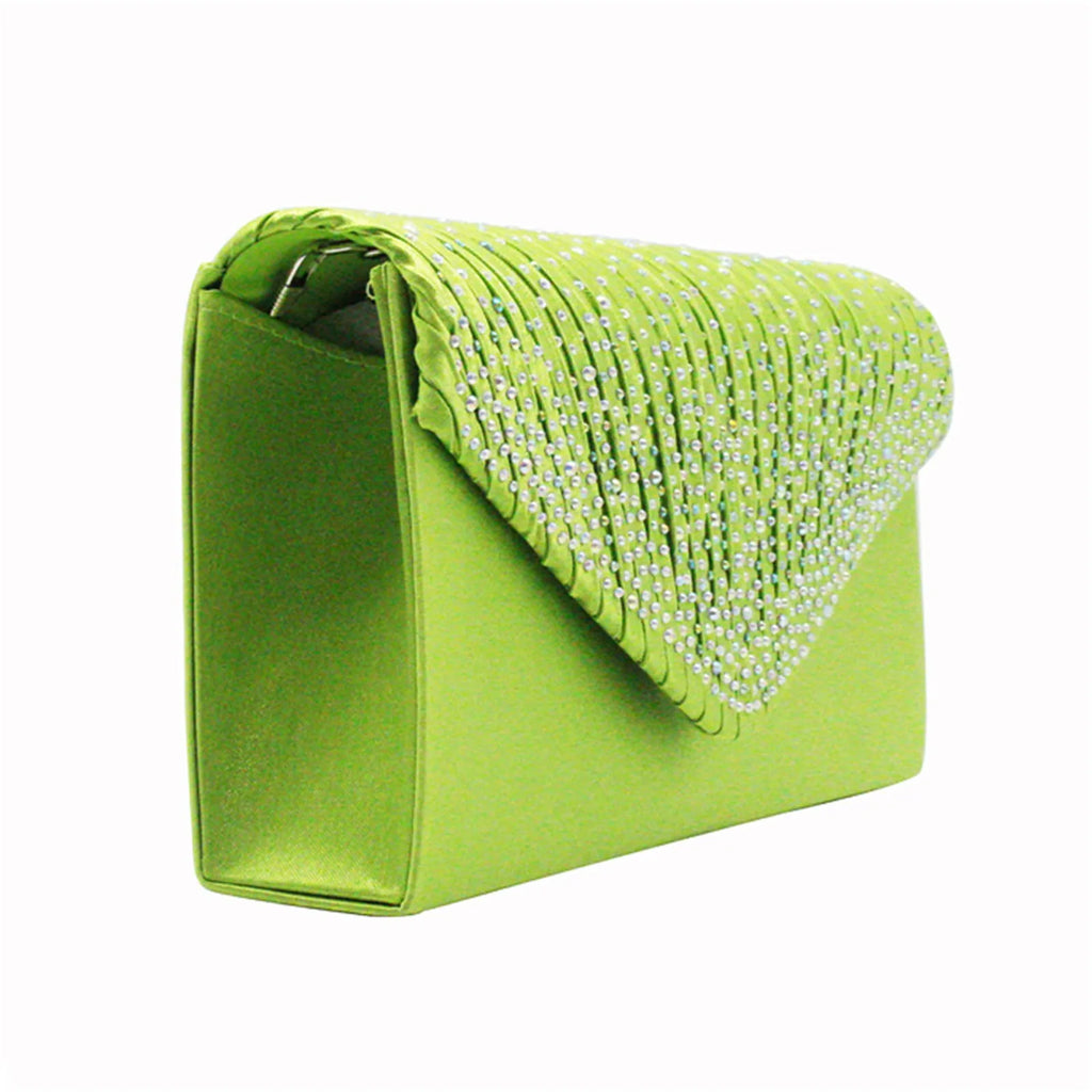 Women's  Luxury Silk Evening Clutch Bag - Elegant Women’s Prom/Wedding Handbag with Detachable Chain Strap & Secure Closure