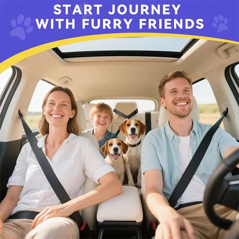 Multi-functional Dog Seat Belt for Car Pet Car Headrest Restraint Safety Seatbelt Reflective Adjust Elastic Bungee Dog Leash