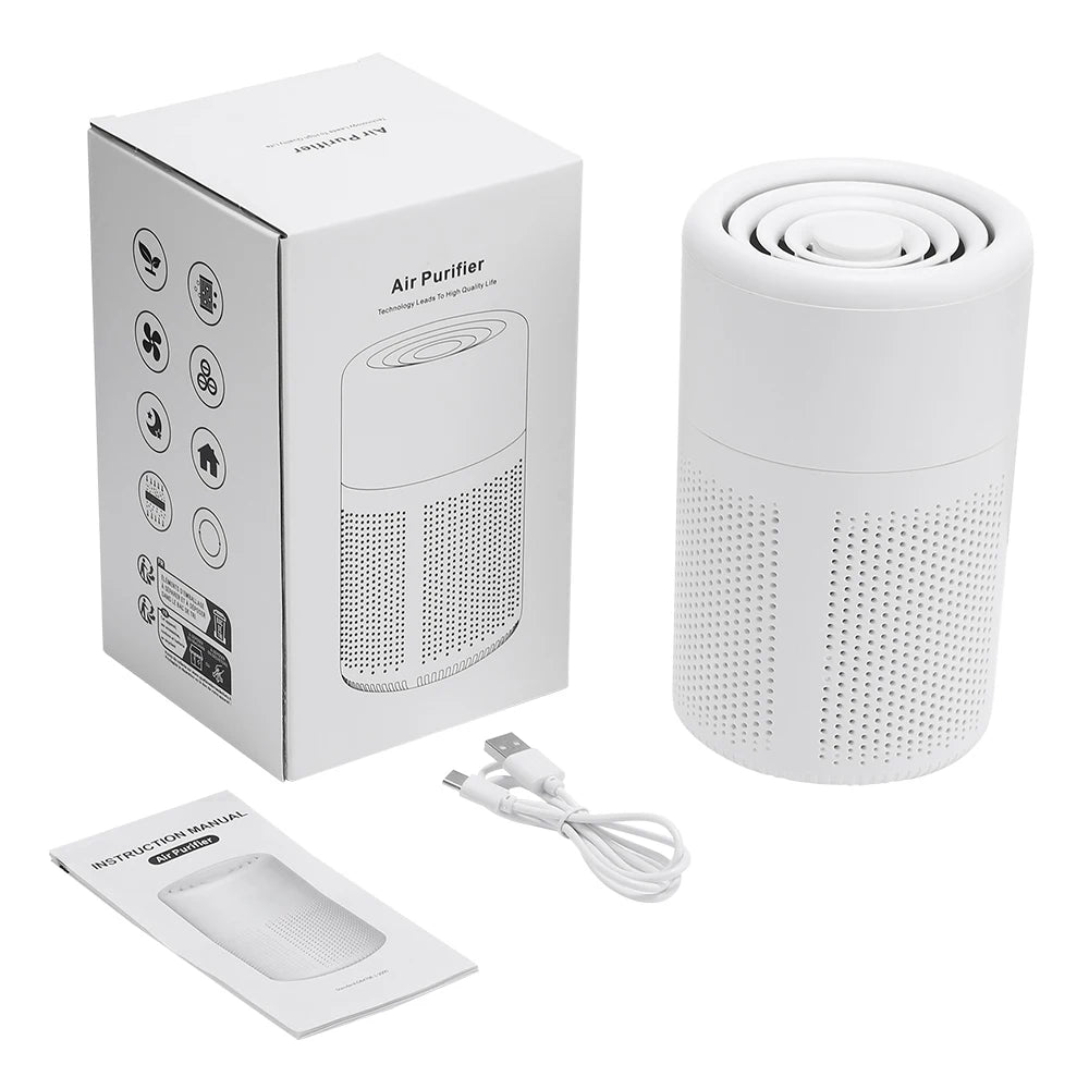 Mini Air Purifier With Activated Carbon Home HEPA Filter Deodorizer Smoke Odor Removal Negative Ion Generator Car Air Freshener