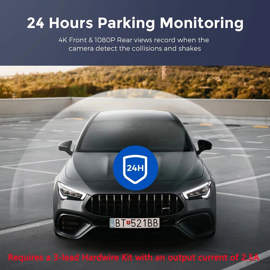 Dash Cam 4K UHD for Car Camera Front Rear Dual Lens With GPS WiFi 24h Parking Mode Night Vision Car DVR Video Registrator