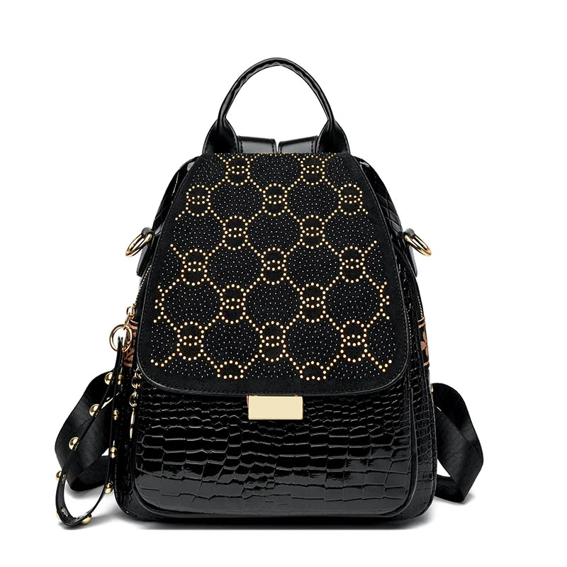 Luxury Oil Wax Leather Backpack for Women, Large Capacity Fashion Shoulder Bag, Stylish Casual Travel Daypack, Durable &Rucksack