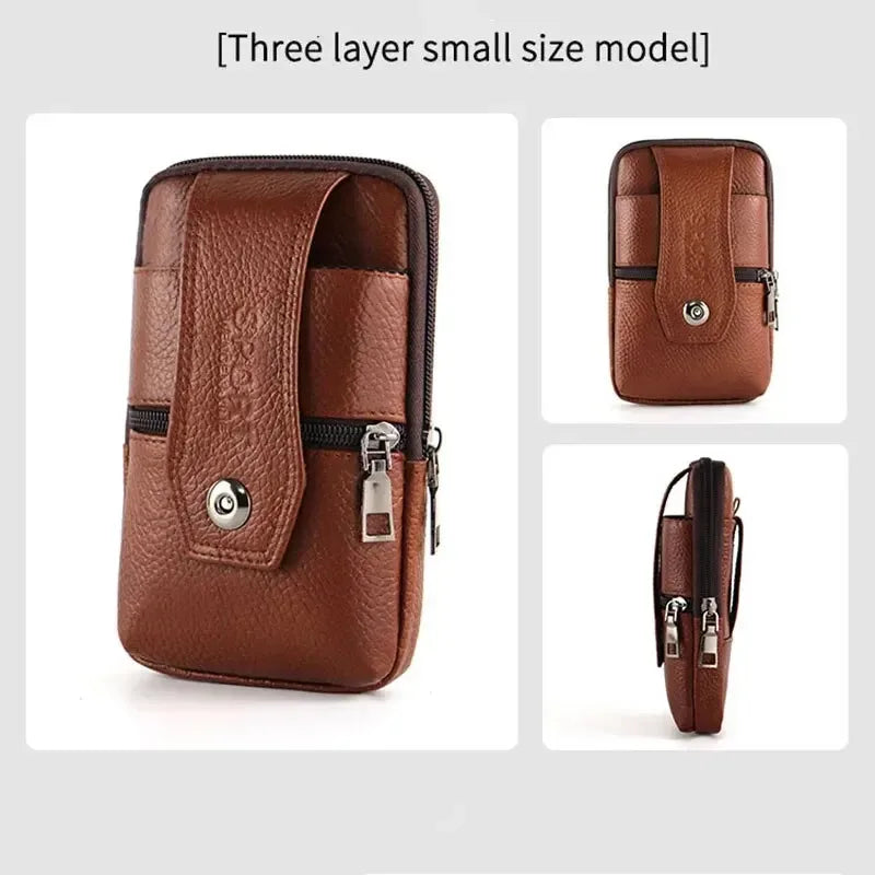 New Men's Large Capacity Mobile Phone Belt Bag Multi functional Waterproof Belt Waist Bag