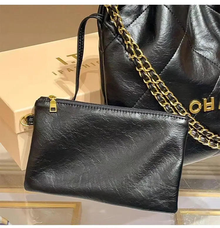 2025 New Garbage Bag Tote Bag Women's Large Capacity Diamond Grid Chain Premium Single Shoulder Underarm Bag