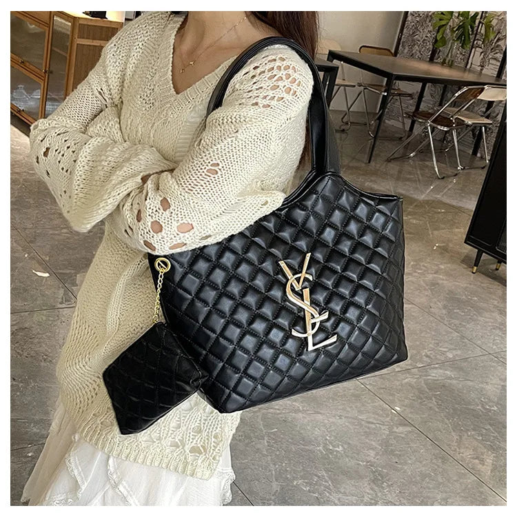 2025 New Women's Tote Bag Diamond Quilted Mother Daughter Purse, Retro Handheld Shoulder Bag, Spacious & Stylish, Casual/Office