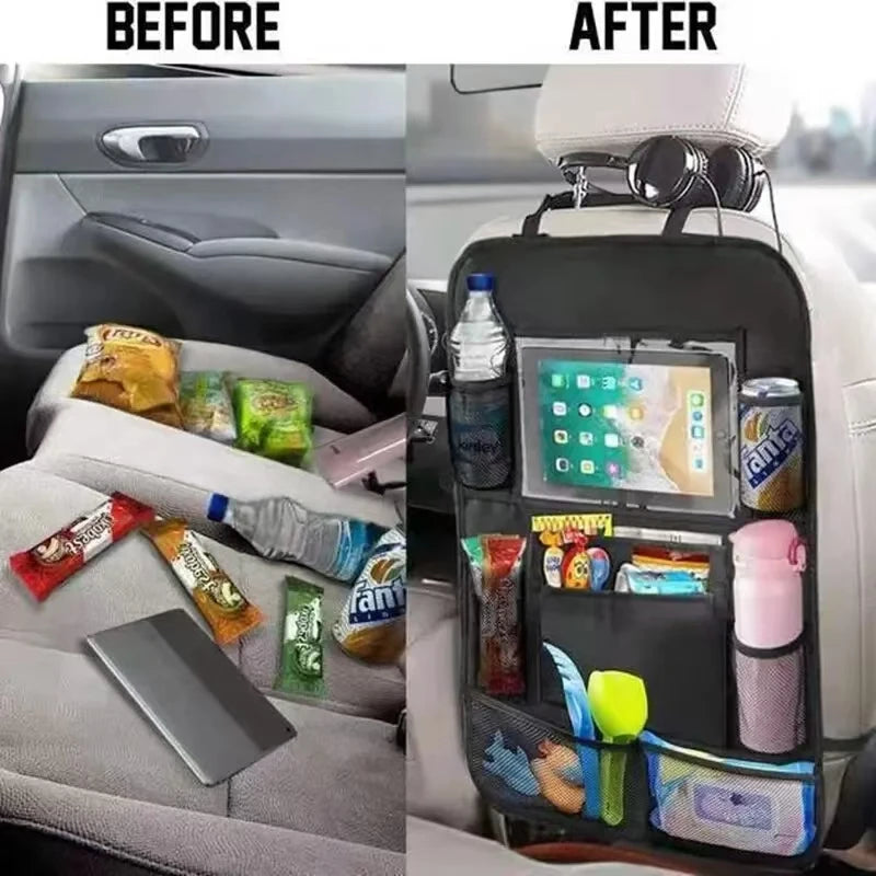 Car Seat Storage Organizer Multifunctional Oxford Fabric Car Back Multi Pocket Storage Bag with Touch Screen Tablet Holder