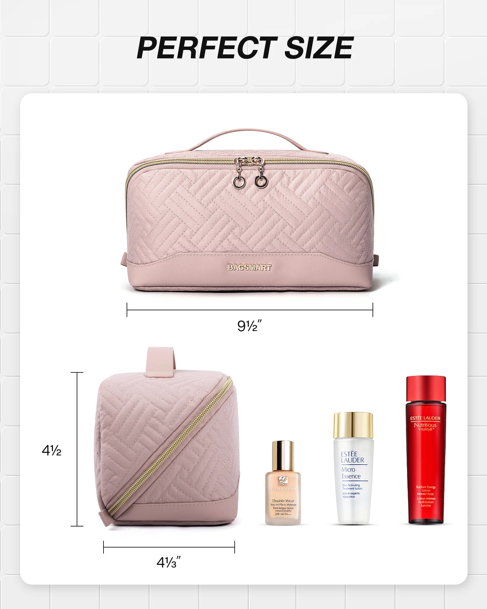 BAGSMART Women's Cosmetic Bag Large Capacity Storage Waterproof Makeup Bags Wide-open Cosmetic Pouch travel essentials