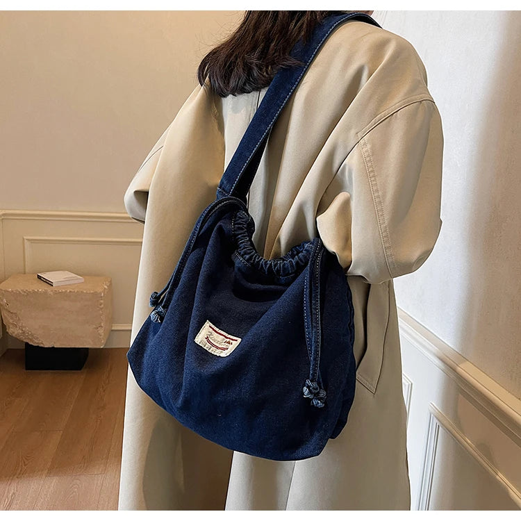 New denim dumpling bag, women's crossbody bag, simple and versatile small shoulder bag for class commuting