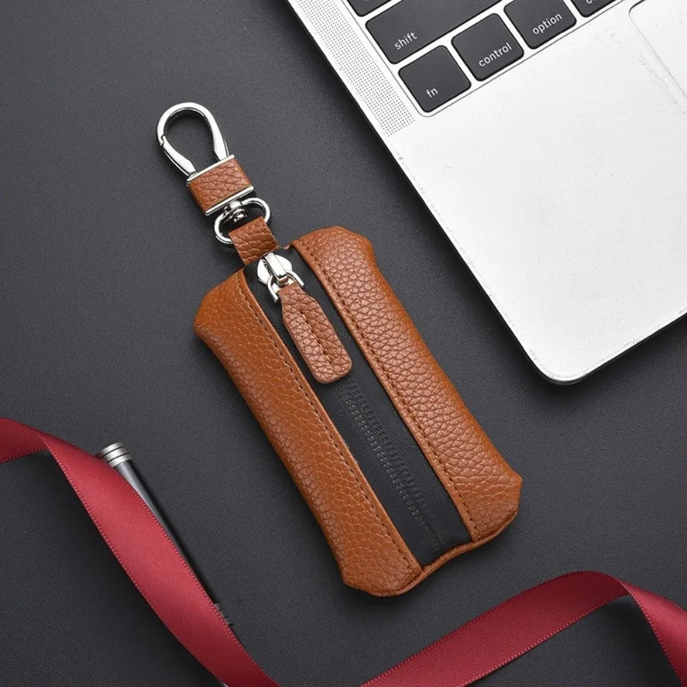 Luxury Car Key Bag Large Capacity Zipper Closure Mini Storage Bag Organizer Protection Cover Keychain Holder Travel Essential