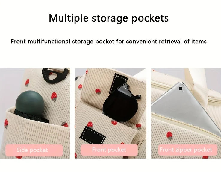 Large Capacity Strawberry Print Duffel Bag with Multiple Compartments - Ideal for Travel, Gym, and Everyday Use, Casual Style