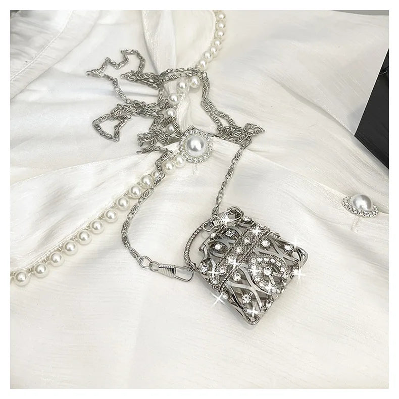 Female Ring Evening Bags Metal Gold/Sliver Rhinestone Round Ball Handbags Elegant Luxury Clutch Purse Small Wedding Wallets