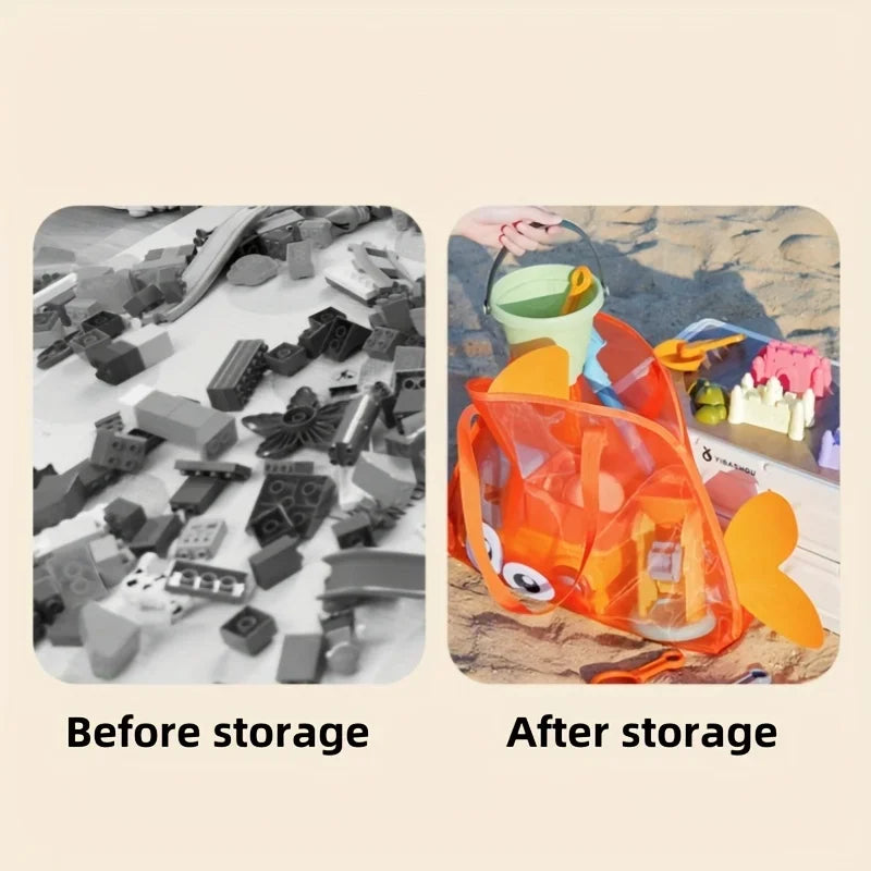 Mesh Beach Bag, Large Beach Tote Pocket for Family Pool Bag for Toys & Vacation Essentials, Beach Must Haves Toys Seashell Bags