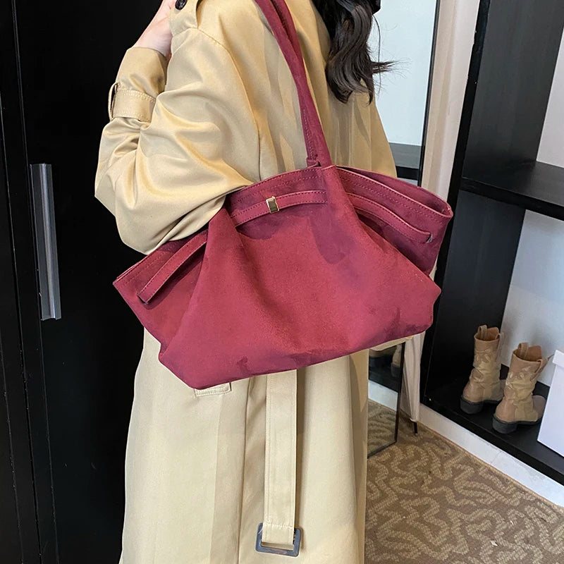 Large Nubuck Leather Tote Bags Ladies Shoulder Bag for Women Autumn Winter New Korean Fashion Y2K Retro Handbags and Purses