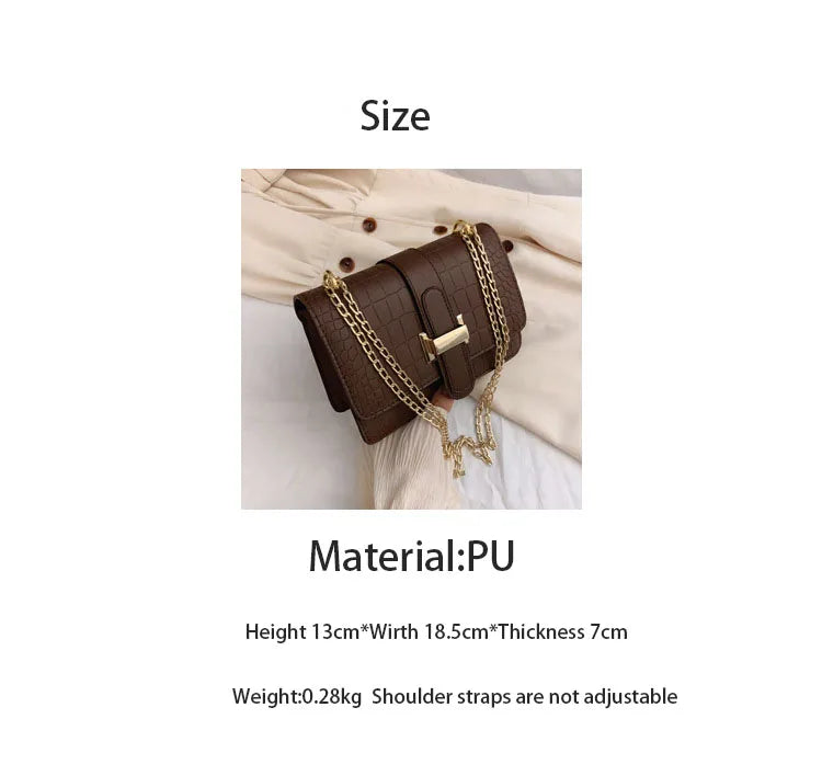 Luxury Stone Pattern Women Single Shoulder Crossbody Bags Fashion PU Leather Chains Handbags Messenger Bag Small Square Bag