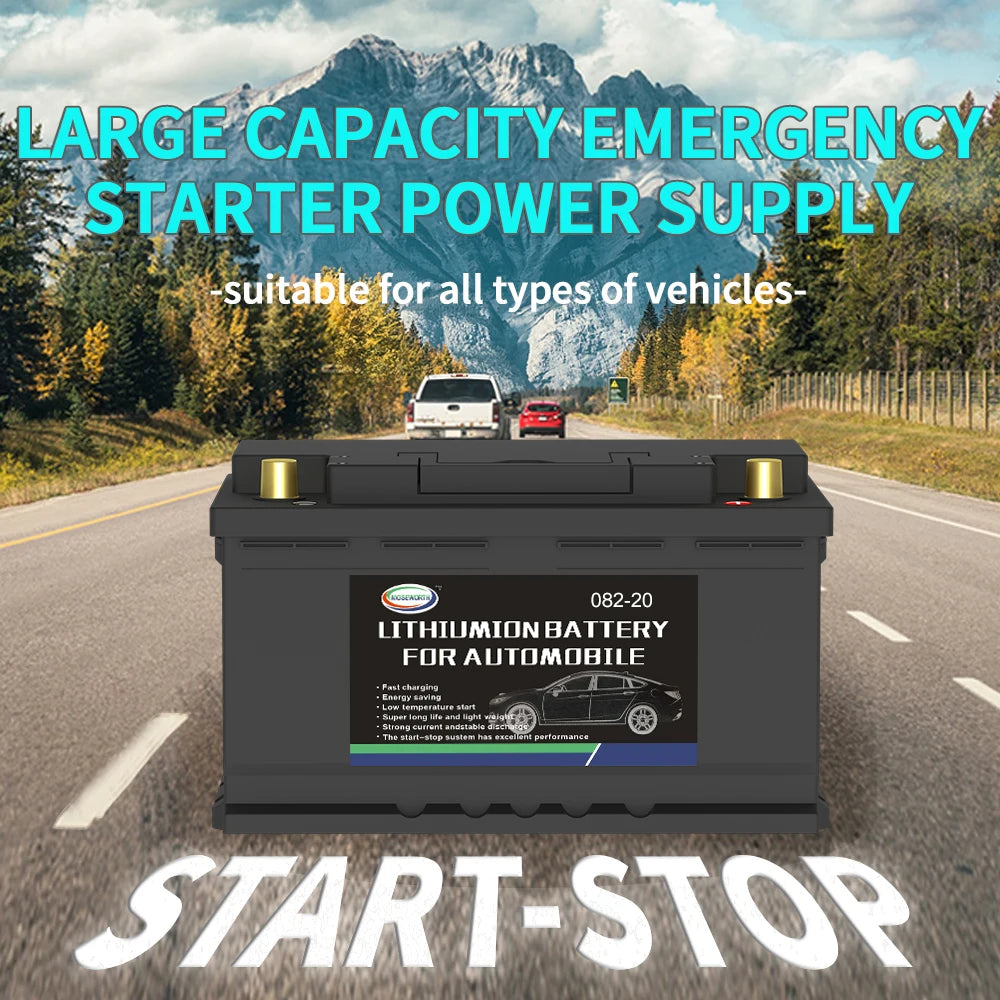 LiFePO4 Car Battery Built in BMS 70Ah 82Ah 100Ah 120Ah CCA 1300 1600 1900 2300A Car Jump Starter Lithium Iron Battery for RV Van