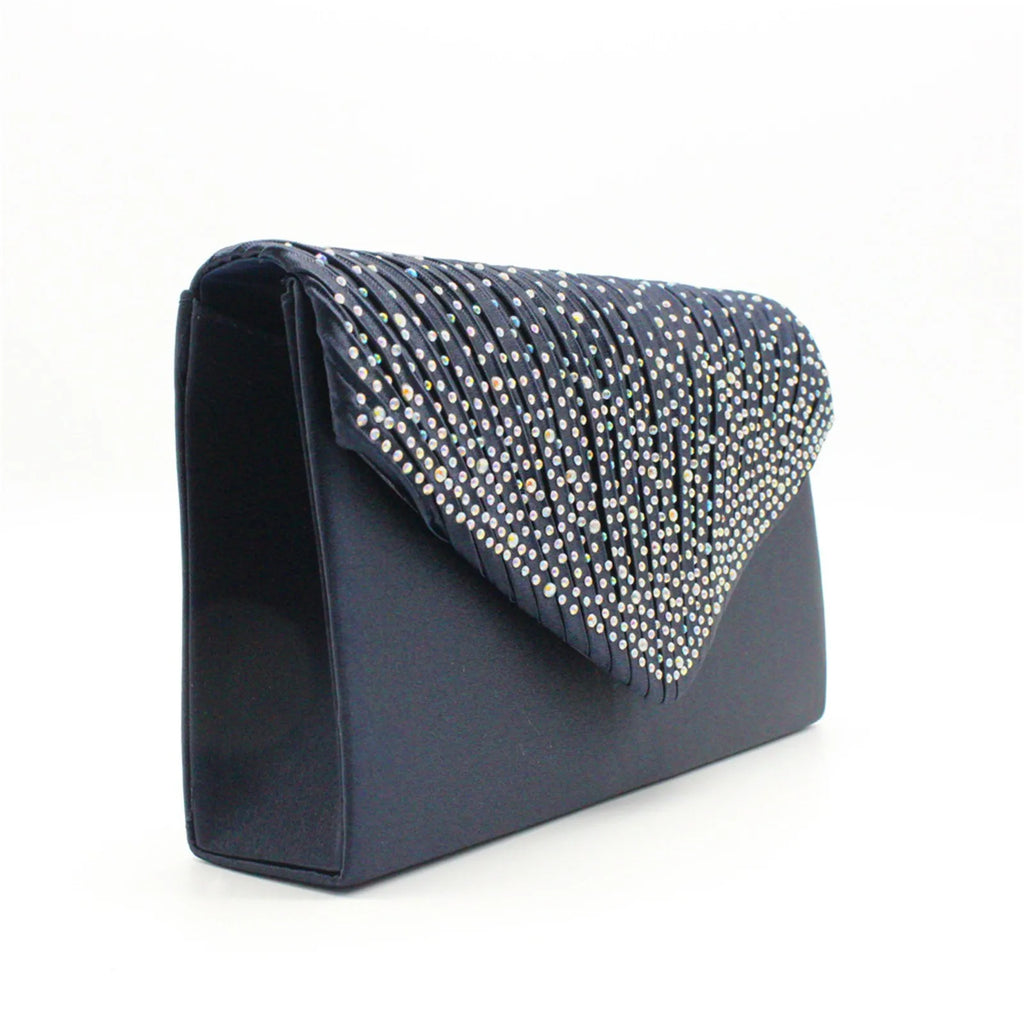 Women's  Luxury Silk Evening Clutch Bag - Elegant Women’s Prom/Wedding Handbag with Detachable Chain Strap & Secure Closure