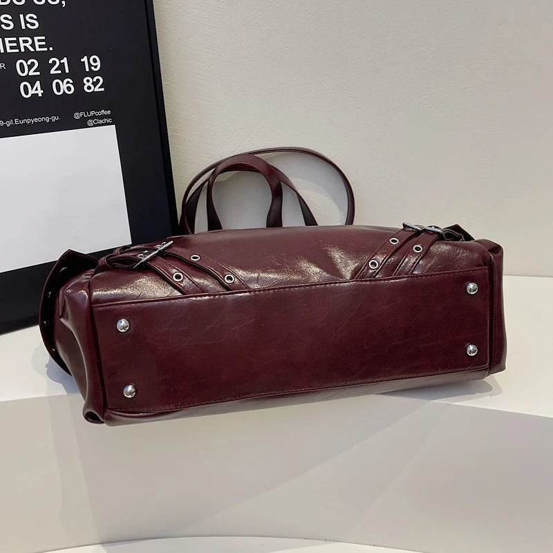 LEFTSIDE Big Solid Color PU Leather Shoulder Bags for Women Female 2025 Trend Luxury High Capacity Crossbody Handbags and Purses