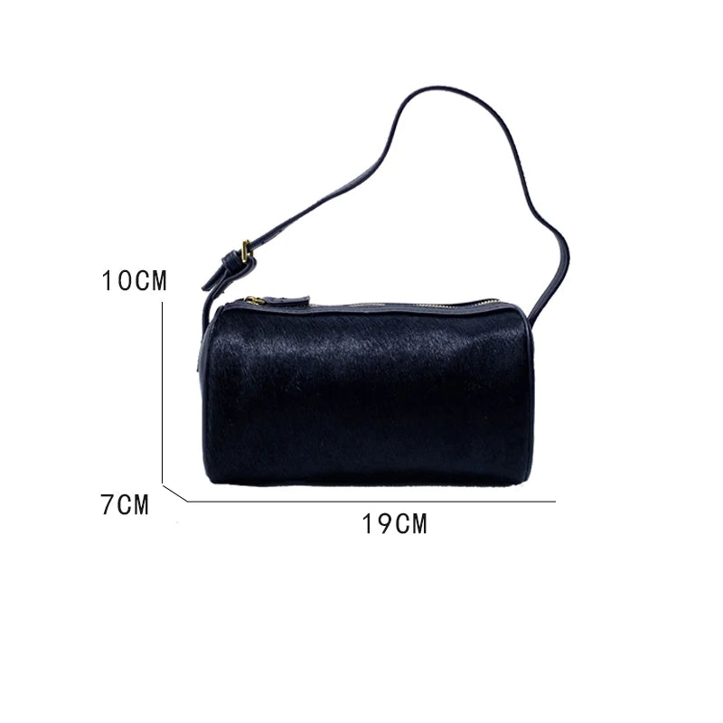 Luxury  Hair Splicing Genuine Leather Women's Bag 2025 New High Quali Single oulder Slant Cross Handheld Pencil Case...