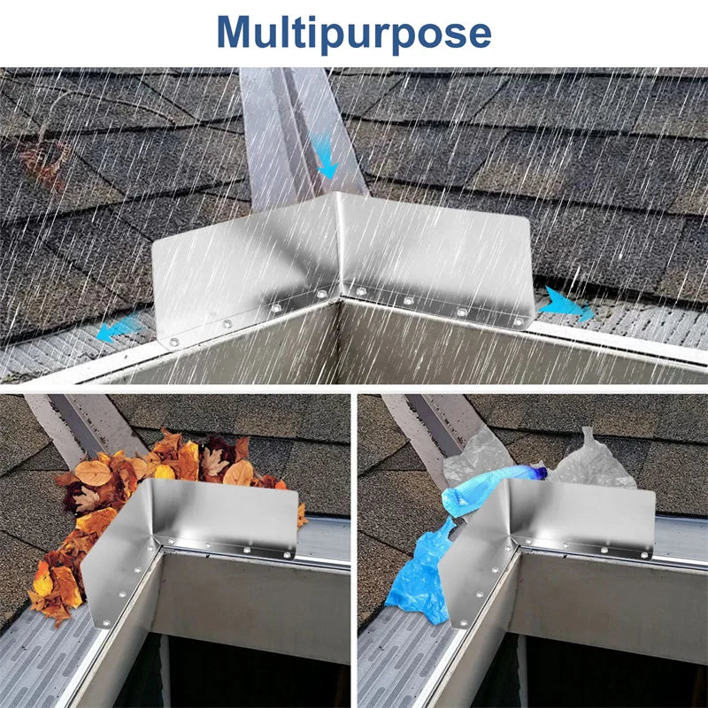 【N】4Pcs Rainwater Valley Gutter Splash Guard Rain Drip Gutter Guard,Rain Drip Gutter Guard For House Shingle Roofs Corner
