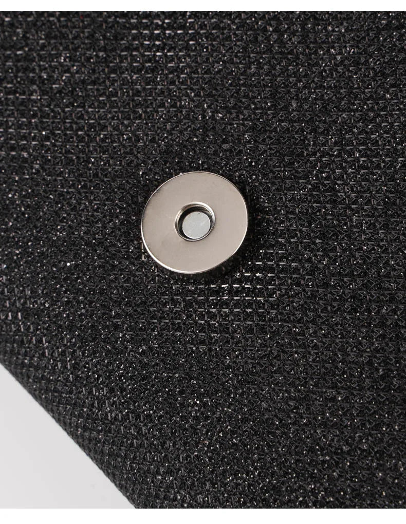 Women Envelope Evening Bag Glitter Ladies Chain Shoulder Bags Shiny Silver Long Purse Female Wedding Party Clutches Mini Handbag