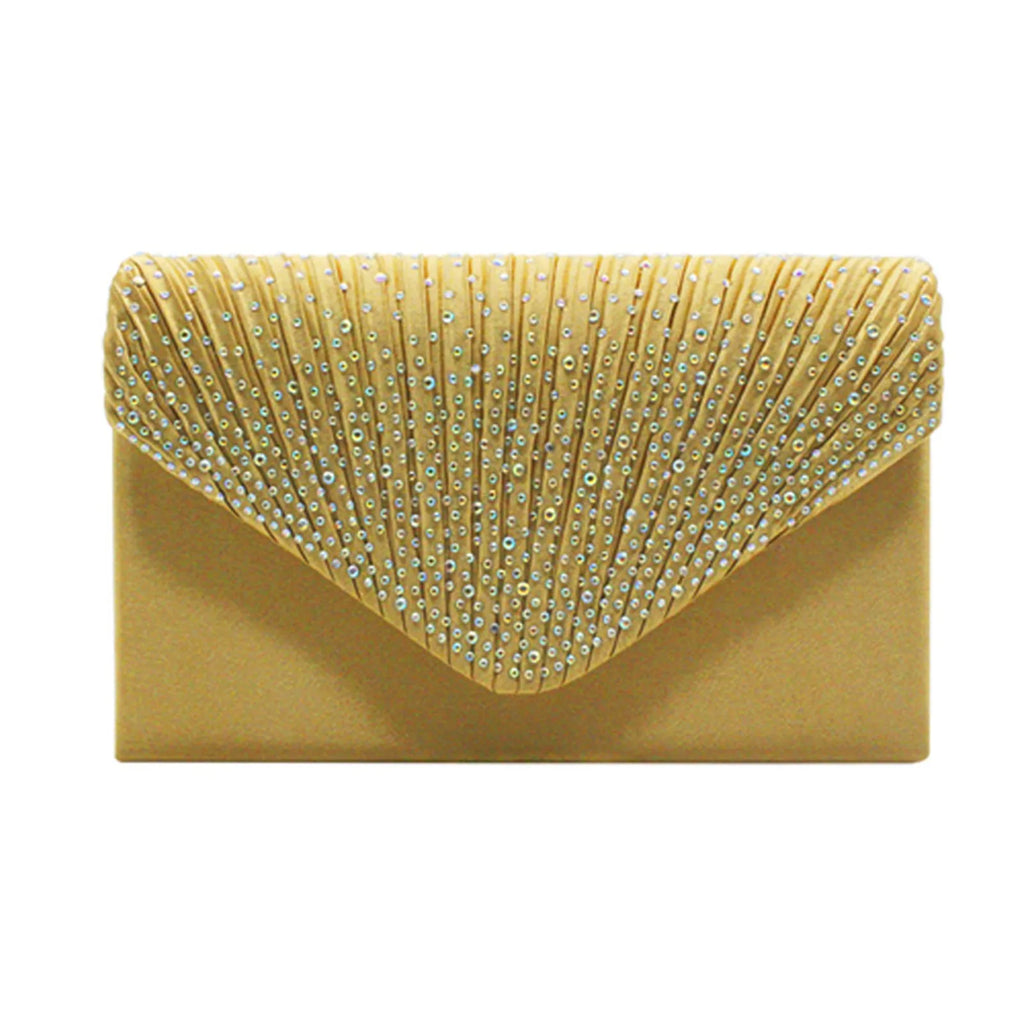 Women's  Luxury Silk Evening Clutch Bag - Elegant Women’s Prom/Wedding Handbag with Detachable Chain Strap & Secure Closure