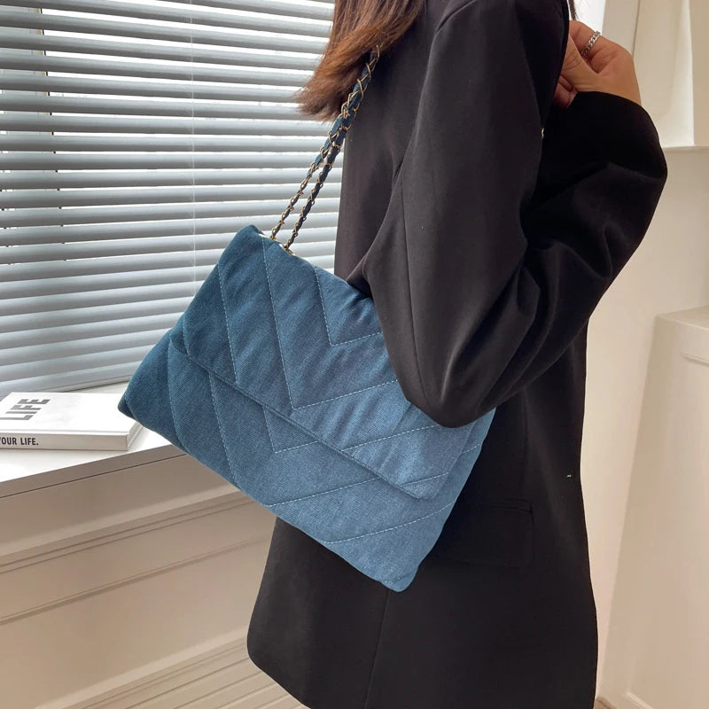 Fashion Summer Jeans Denim Bags Shoulder Crossbody Bag Women Canvas Girl Chain Handbag Luxury Designer Quilted Tote Bags