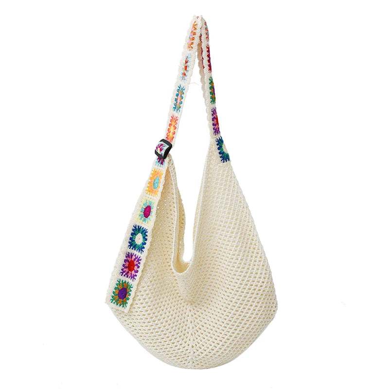 2025 Summer New – Bohemian Fresh Hollow Woven Tote Bag – Large Capacity Single-shoulder for Leisure & Vacation