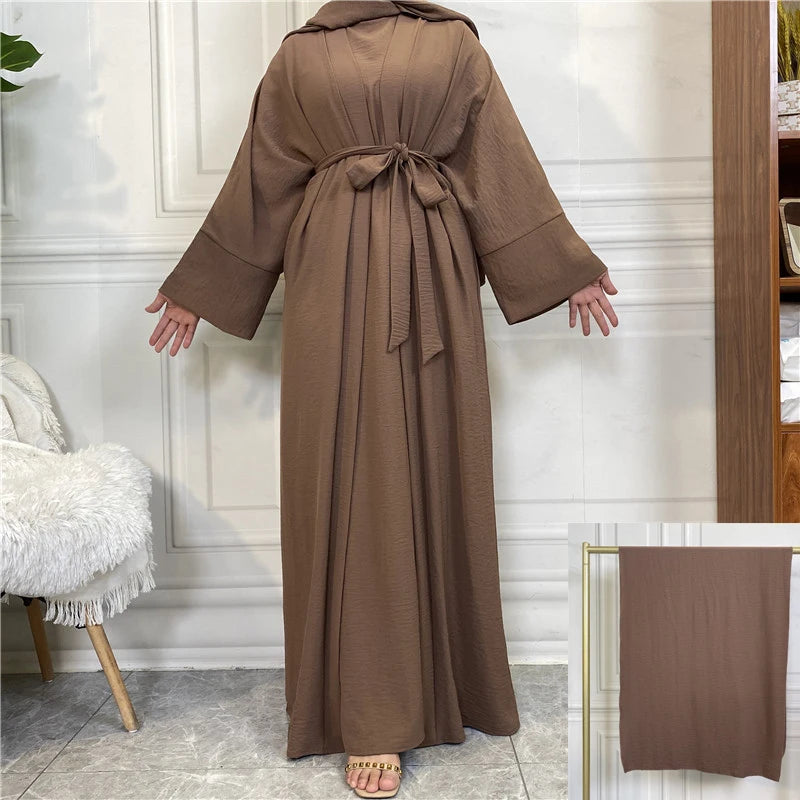 Abaya Women Muslim Long Dresses African Open Kaftan Dubai Turkey 2 Piece Set Luxury Islam Morocco Clothing Caftan Fashion Modest