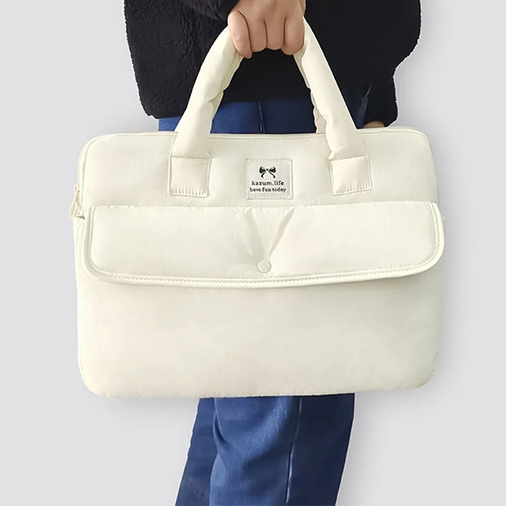 Simple 15.6inch Portable Laptop Bags Bow with Handle Laptop Case Soft Material Cute Notebook Sleeve Women's Bag