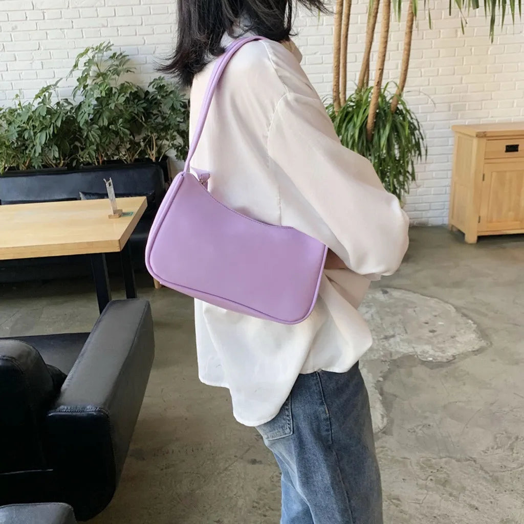 Retro Women Solid Color Zipper Phone Bag Hand Bag Shoulder Bag Armpit Bag Casual 2024 Bags For Women сумка женская