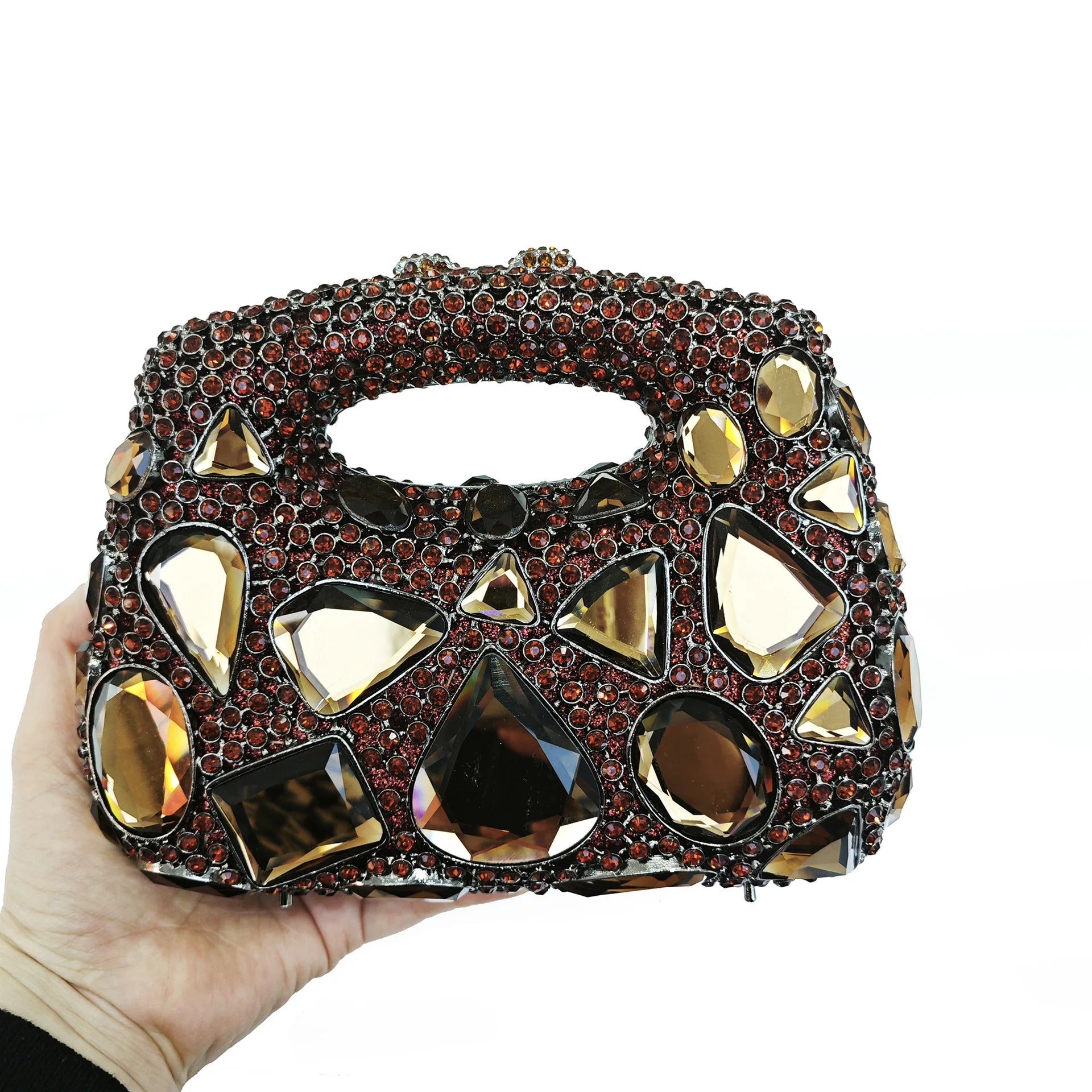 XIYUAN Crystal Clutch Purse Women Luxury Evening Bags Party Diamond Shoulder Bags Cocktail Rhinestone Handbags Golden Gem Purses