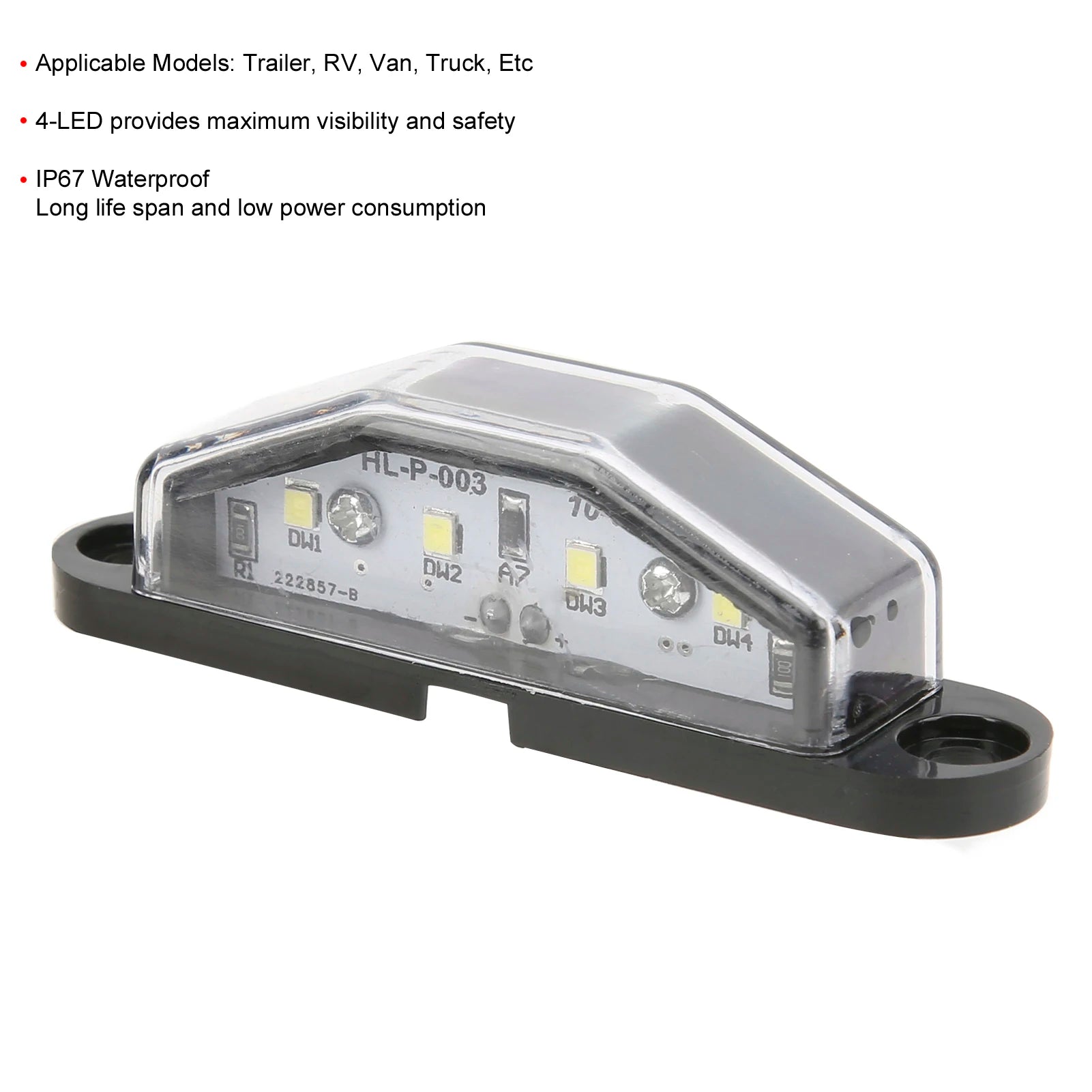 4‑LED License Plate Light 10‑30V IP67 Waterproof Durable Lamp For Trailer RV Van Truck