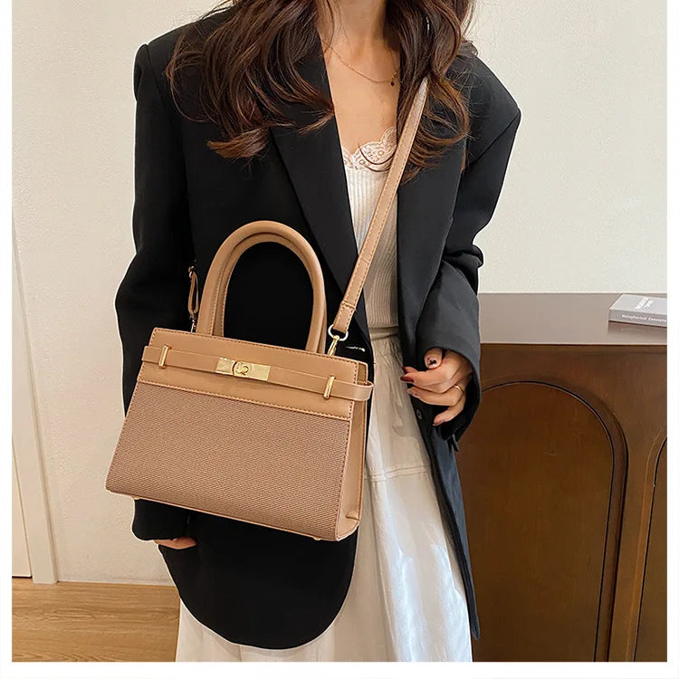 2025 Trapezoid Profile Purse | Twist-Lock Flap Shoulder Bag | Convertible Carry Crossbody with Top Handle