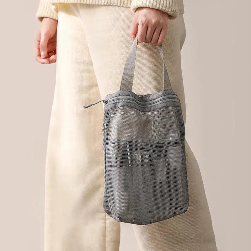 Mesh Makeup Toiletry Storage Bags Handbags Portable Travel Washing Body Shower Tools Organizer Hanging Cosmetic Organizer Pouch