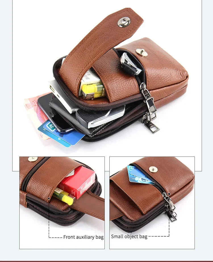 New Men's Large Capacity Mobile Phone Belt Bag Multi functional Waterproof Belt Waist Bag