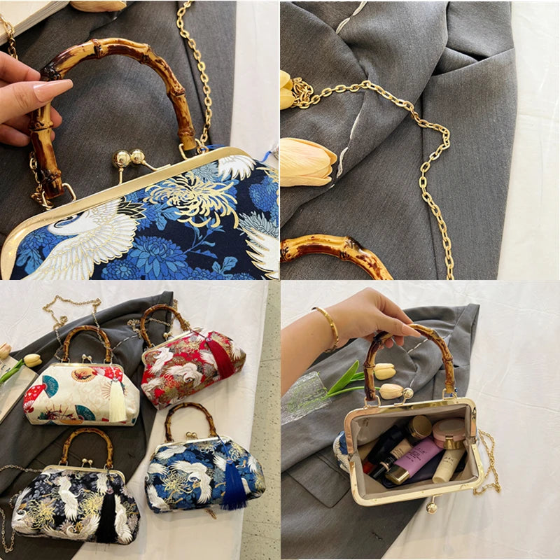Luxury Evening Clutch Bag For Women Bride Wedding Clutch Purse Chain Shoulder Bags Small Party Handbag Rattan Handle Handle Tote