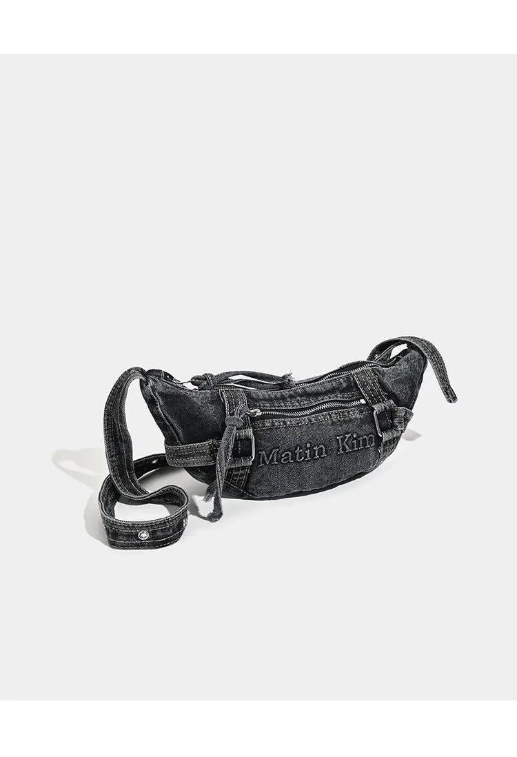 Shoulder Bag for Women New Washed Denim Bags Retro Crescent Bag Diagonal Span Underarm Tote Handbag Mini Portable