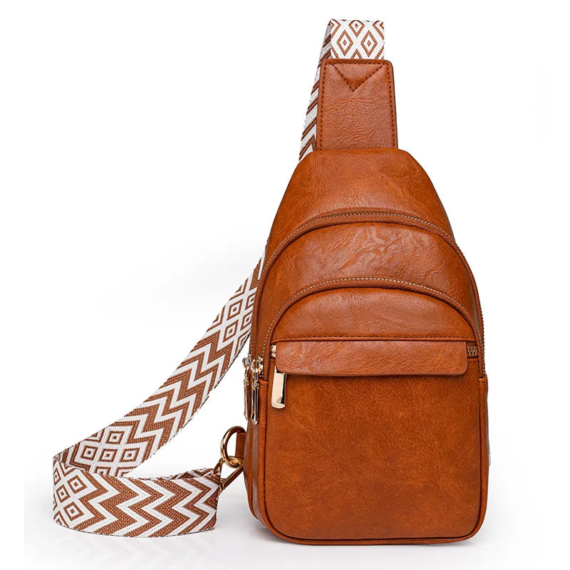 Sling Bag For Women Men Backpack Fanny Pack Crossbody Purse Chest Travel Shoulder Belt Bags Purse Handbag PU Leather Anti Theft