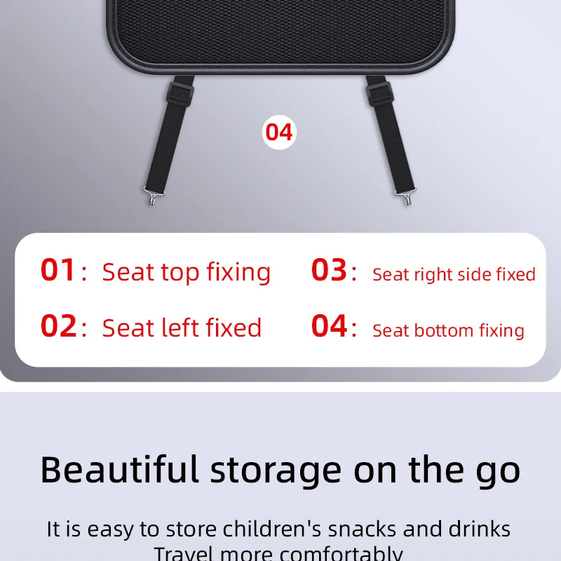 Car Seat Back Organizer for Kids with Foldable Tray Multi-Pocket Storage Bag Wear-Resistant Anti-Kick Pad Backseat Organization