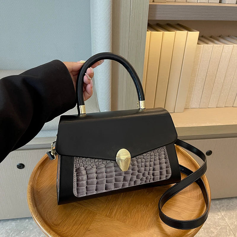 Luxury Black Handbag Classic Women Bag 2024 New Designer Shoulder Bag High Quality Solid Pu Leather Crossbody Small Square Bag
