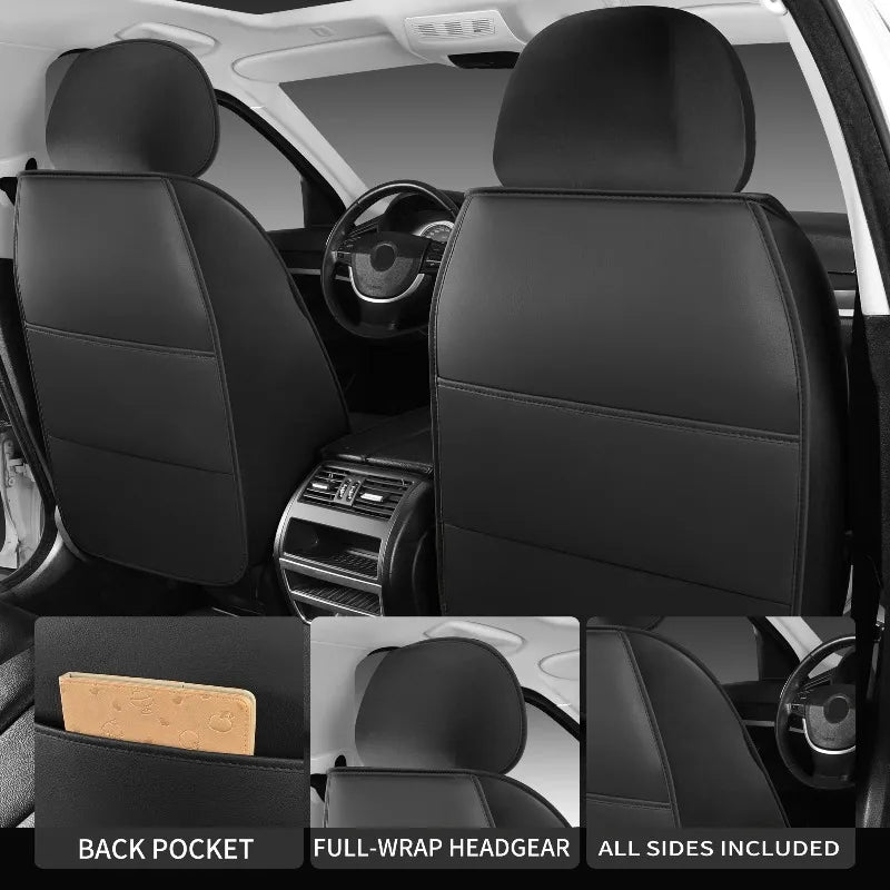 Car seat covers, with the front single seat fully covered in PU leather, waterproof, wear-resistant, soft and comfortable