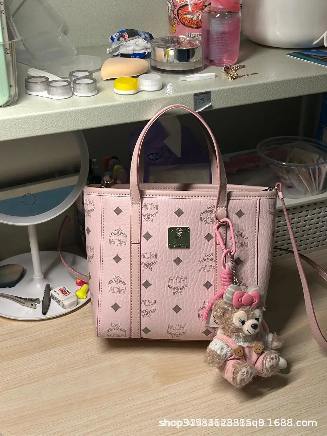 Classic Printed Basket Tote Bag Women's Single Shoulder Commuter Bag Urban Simple Style PU Material Medium Size Daily Match