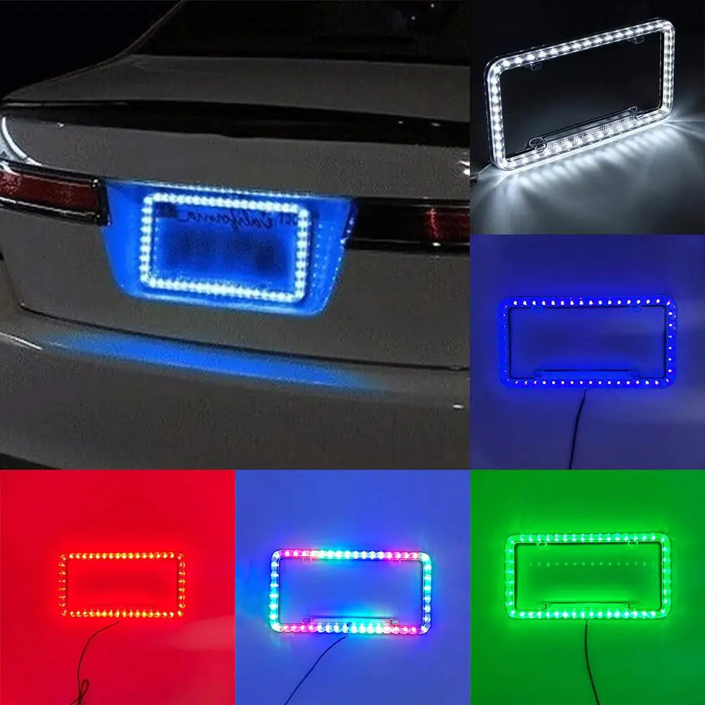 LED License Plate Frame Light 12V Car Rear License Plate Frame LED Lights With Multiple Light Modes Auto Accessries