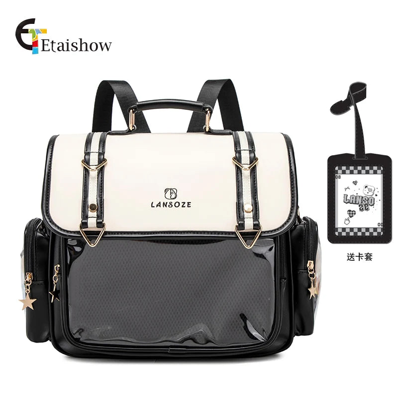 Original Ltabag Backpack Large Food Pain Window Two-dimensional Single Shoulder Messenger Bag Sweet College Schoolbag for Women